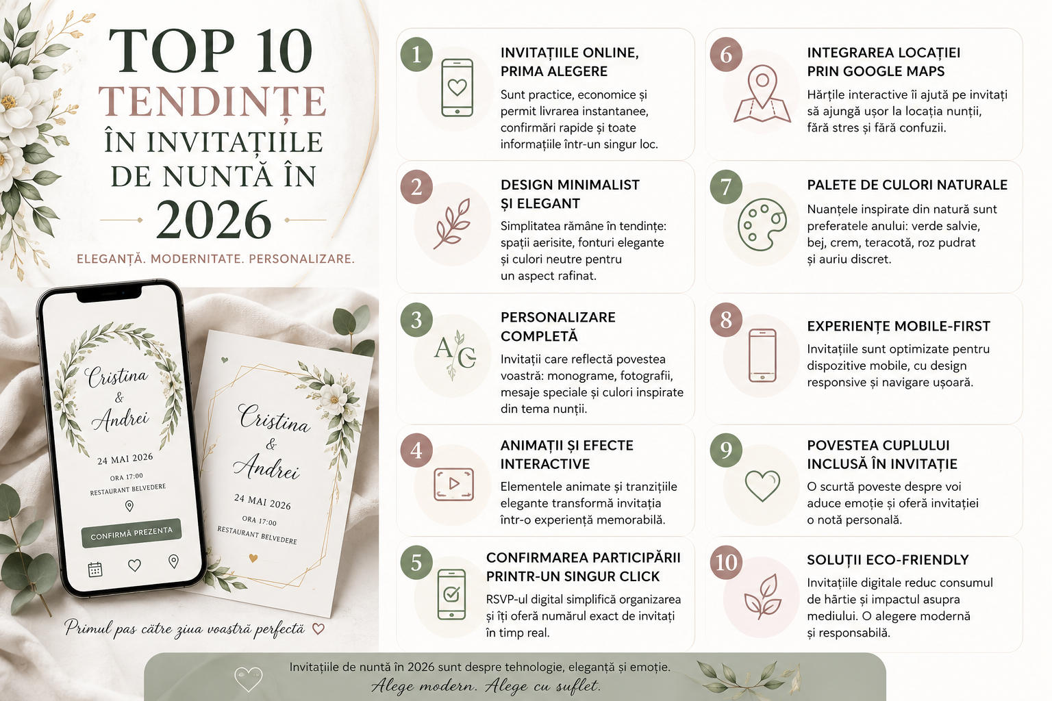 Top 10 tendințe în invitațiile de nuntă în 2026