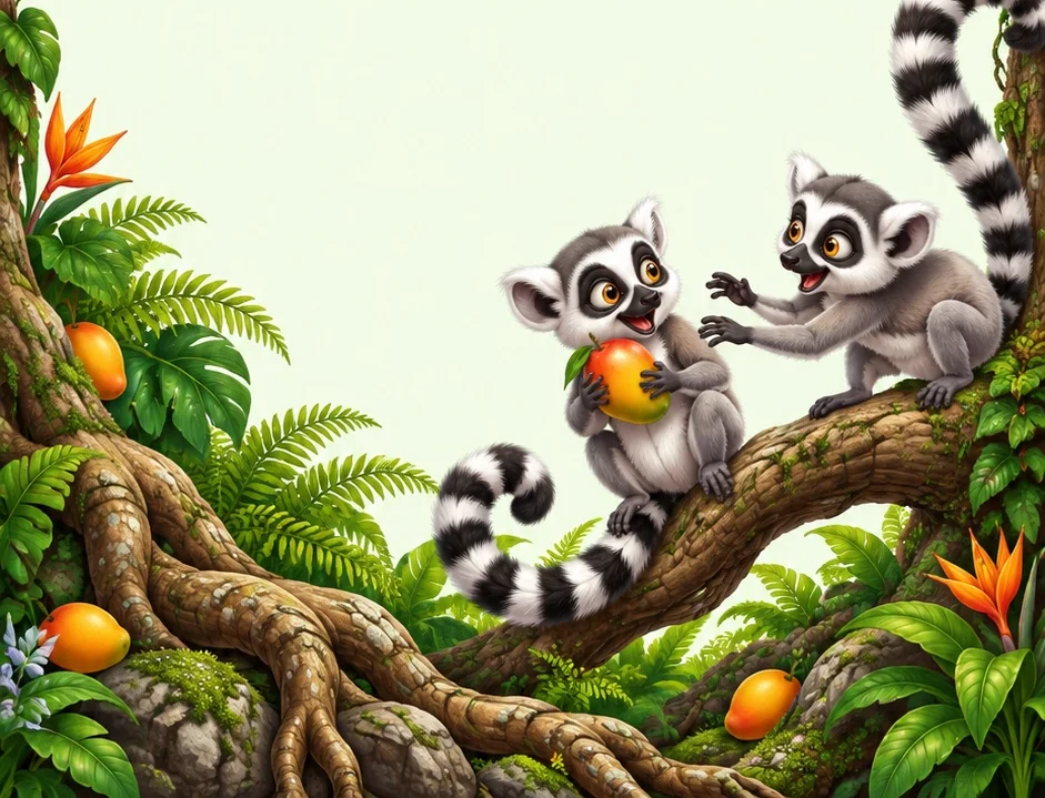 Ilustrația invitației Lemurii din Madagascar